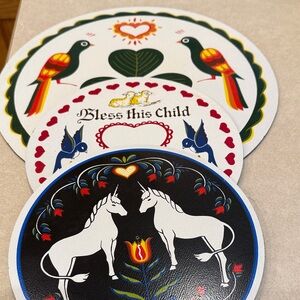 Vintage Pennsylvania Dutch Irish hex signs, three in total.